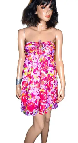 Twenty One Multi Colored Floral Strapless Dress S