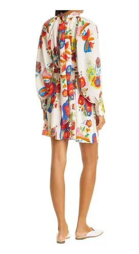 CARESTE Lucine Long Sleeve Silk Dress Insierra Floral Bianco Size 2 Flowing