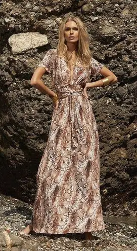 Melissa Odabash Viscose classic Lou Snake Long Dress size XS Brown