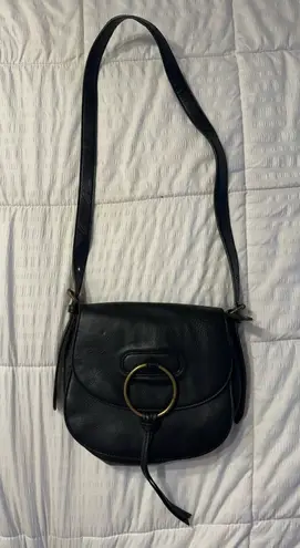 G.H. Bass & Co. Black Crossbody Bag Bronze Accent Tassle Boho Bohemian