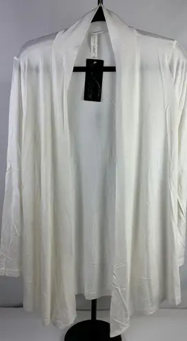 Softra Ivory Draped Open Front Cardigan Lightweight Knit Sweater Size Small White