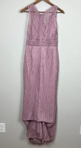 BHLDN Anthropologie Dress XL (M) Mauve Connor Lace Maxi Bridesmaid Evening Train