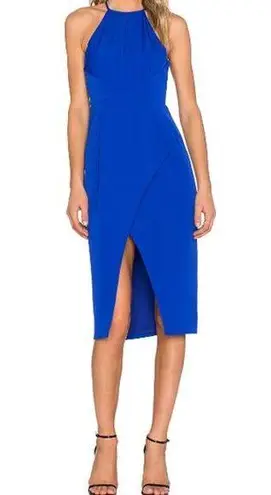 Finders Keepers Guilty Pleasure Dress Midi Slit High Neck Cobalt Blue Small