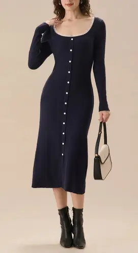 Rihoas Navy Contrasting Button