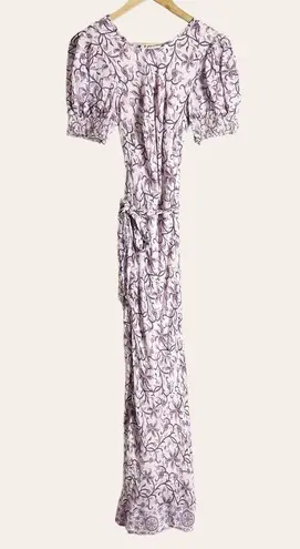 Saylor Amarette Puff-Sleeved Purple Floral Print Maxi Dress Size XS