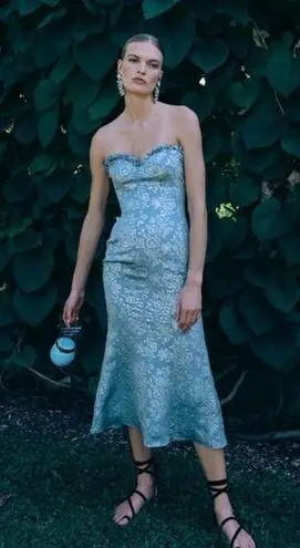 Markarian Odelina Brocade Midi Dress NWT Blue Size 2