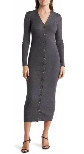 Torn By Ronny Kobo Vianne Gray Button Front Wool Knit Cardigan Sweater Dress M