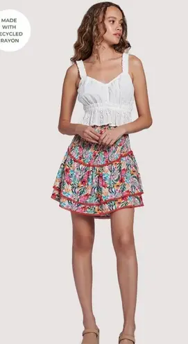 Lost + Wander - Floral Tiered Mini Skirt medium -New!!!