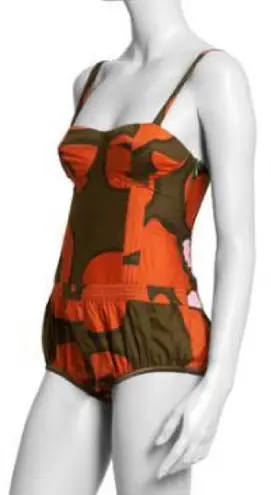 Marimekko H&M ladies patterned sleeveless corset overall shorts size US 8