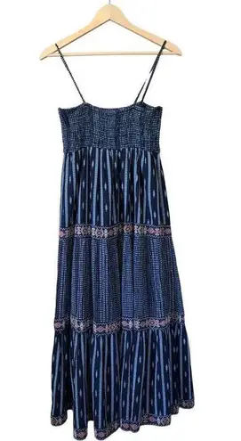 ZARA Bead and Embroidered Strappy Tiered Midi Dress Black Size S