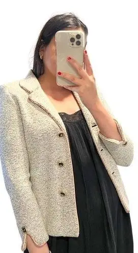 St. John Collection Long Sleeve Tweed Collared Blazer Gray Sz 2