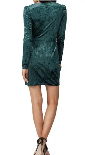 Saylor Velvet Faux Wrap Cocktail Green Long Sleeve Mini Dress Sz S