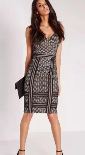 Missguided x Nordstrom Strappy Midi Bodycon Lace Dress- Size US 8 UK 12