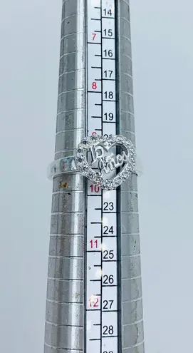 925 Sterling Silver Ring Sweet 15 años Heart with 15 años Size 9.5 White