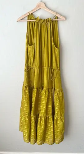 Ted Baker Eymilia Jacquard Halterneck Midi Dress US 10 Yellow