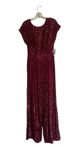 Maggy London NWT amber sequin jumpsuit in burgundy