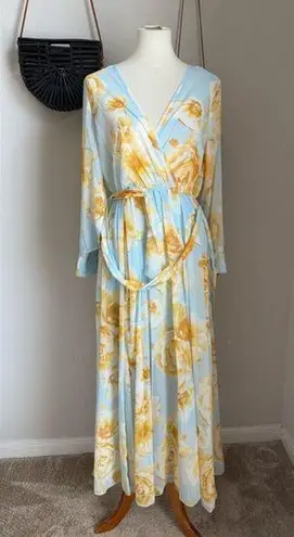 Alexa B Nites Blue & Yellow Floral Sparkle Dress, Size 8