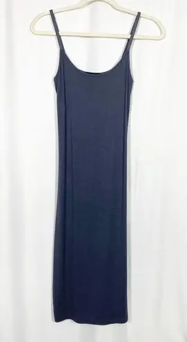 Universal Standard Foundation Cami Ribbed Slip Midi Dress: Slate Grey