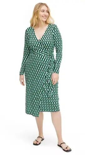 Diane Von Furstenberg 💕DVF x TARGET💕 Long Sleeve Midi Arrow Geo Green Wrap Dress XL