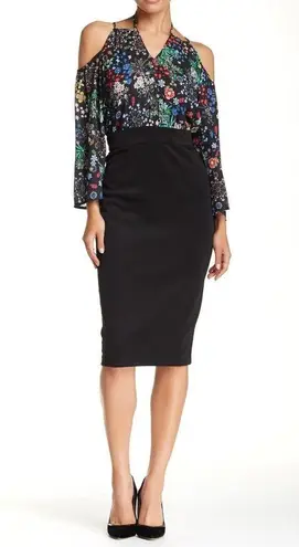 Krass&co New NY& Cold Shoulder Scuba Twoffer Midi Dress Sz M