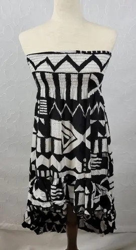 Seneca Rising + Pacsun Womens Dress Size M Black White Strapless Tribal Hi