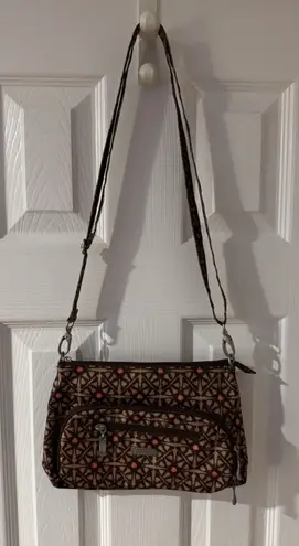 Baggallini Brown Crossbody Bag Purse Multiple Pockets Adjustable Zip Strap