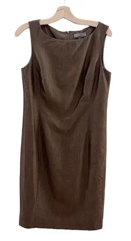 Kate Hill Lagenlook Wool Mohair Shift Dress Sleeveless Brown