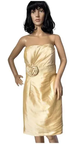 A light in the box formal strapless yellow dress beaded rosette medium