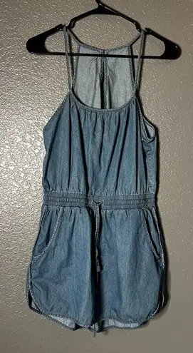 Rico Jeans Chambray Denim Romper Women’s Medium Sleeveless Drawstring M White