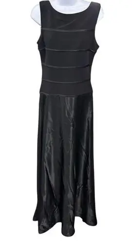 Tadashi Shoji Tadashi Black Maxi Dress Evening Formal Sleeveless Rhinestone Detail VTG Size 10