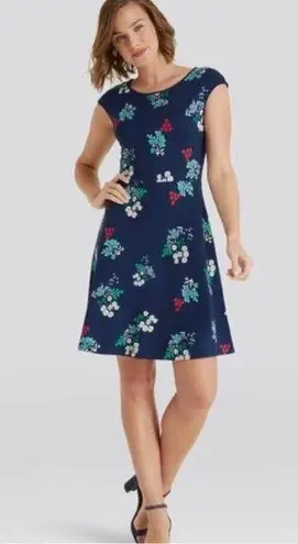 Draper James  navy floral fit & flare dress