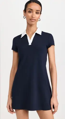 Splits59 Polo Airweight Mini Polo Dress Country Club Preppy Athleisure Indigo Sm Blue
