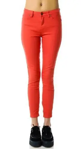 Ksubi Spray On Pop Y2K Orange Skinny Jeans Ankle Zipper NWT 27