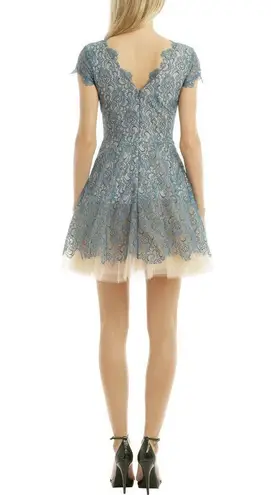 nha khanh On Cloud Nine Teal Blue Lace Tulle Cap Sleeve V