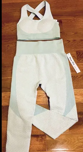 New Mix blue Seamless Outfit Workout Set Gym,Fitness Sports,Running SEXY set M