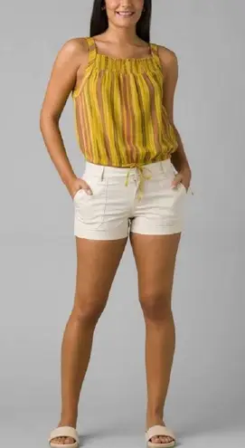 prAna New Smocked Tie Hem Tank Top Little Palm Cami Leapfrog Stripe Size Large