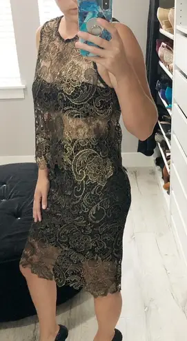 Sans Souci Black & Gold Lace Skirt Set