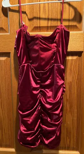Burgundy Silk Corset Dress Red