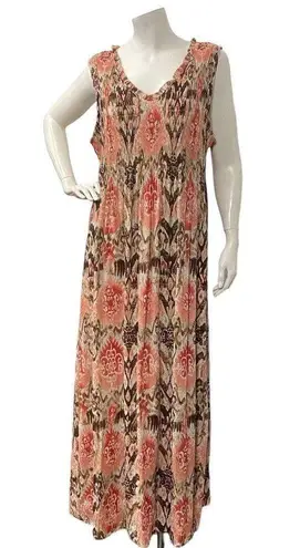 Sunny Leigh Multicolor Geometric Print Casual Sleeveless Maxi Smocked XL Dress