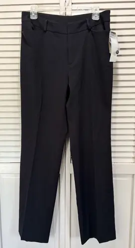 H & W Straight Black Trouser Pants NWT Mid Rise Zip/Slide Hooks Pockets Size 12