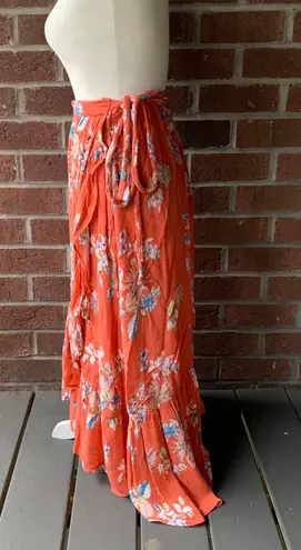 Floral Wrap Skirt Orange Size M