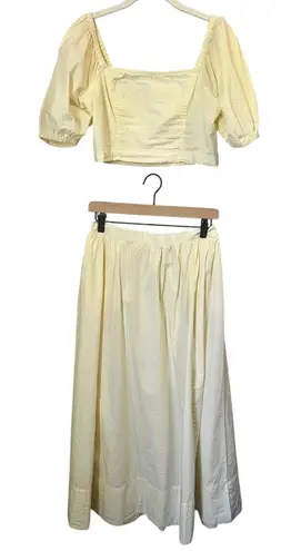 Aerie NWT  Puff Sleeve Top w/Matching Essential Full Skirt in Yellow Stripes sz M - Image 1