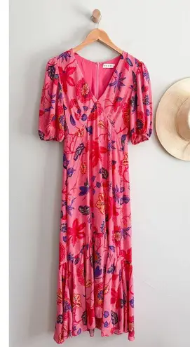 Rhode | Ester Midi Dress in Rouge Akiko | Pink Floral | Sz 2