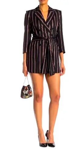 Rachel Roy Romper Metallic Pinstripe Blazer Black Sz 8