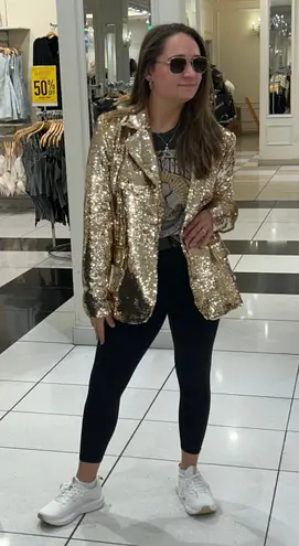 Forever 21 Gold Sequin Notched Blazer