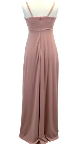 Birdy Grey NEW  Womens M Ash Dusty Rose Pink Maxi Dress Draped Neck Bridesmaid