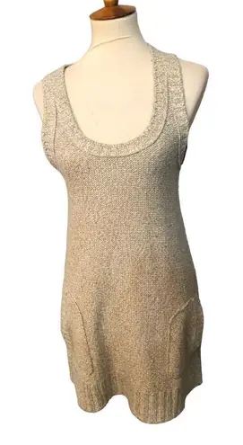 Rubbish vintage beige knitted raceback tank dress with front pockets