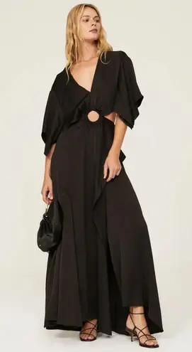 3.1 Phillip Lim Black Satin Cutout Keyhole Gala Formal Maxi Dress Size 2