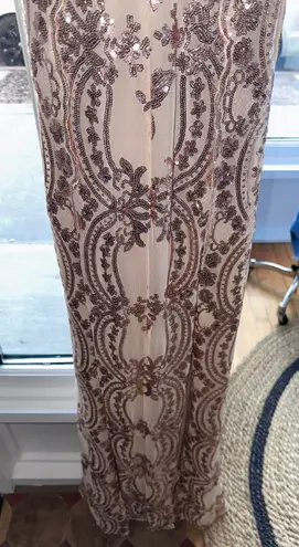 Boutique Gold / Tan Lace Prom Dress