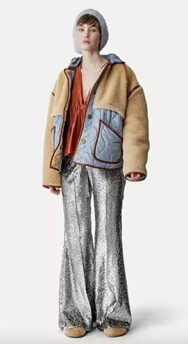 Forte Forte Encanto Fil Coupe Lurex Flare Pants Estrella Silver Womens Size 0 US